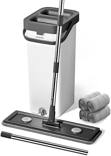 Mop and bucket with Wringer Set, Flat ,for floor cleaning with 3 Microfiber Pads