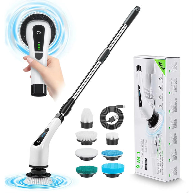 9in1 Cordless Electric Turbo Scrub Multifunctional Cleaning Brush