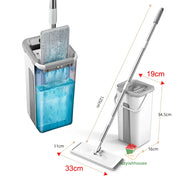 Mop and bucket with Wringer Set, Flat ,for floor cleaning with 3 Microfiber Pads