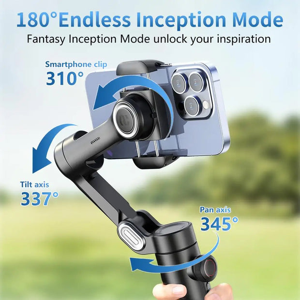 3-Axis Handheld Gimbal Stabilizer for Smartphone with Fill Light for iPhone and Android